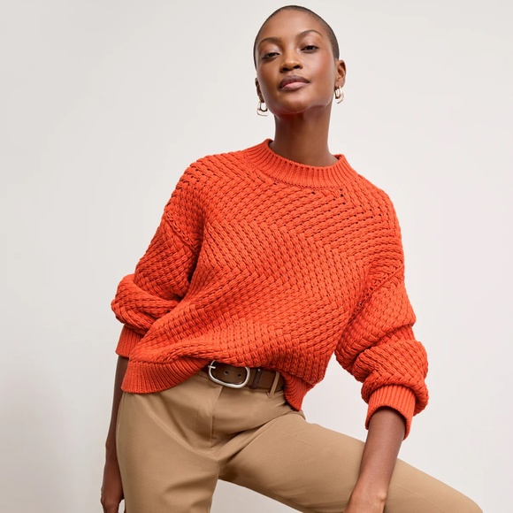 MM Lafleur Sweaters - M.M. Lafleur Kiki Textured Chunky Knit Sweater in Valencia Size Medium